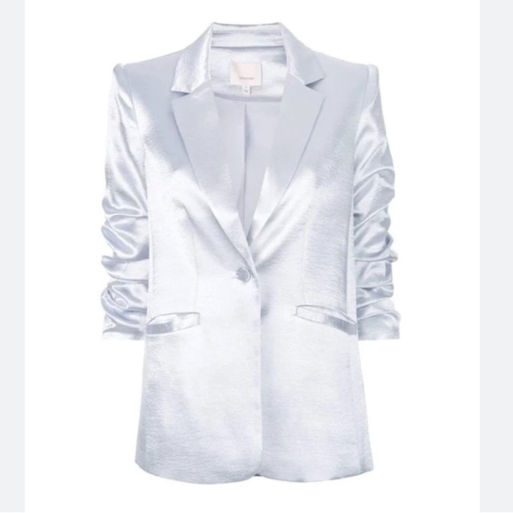 CINQ A SEPT Kylie Satin Blazer in Silver Size 00 NWT - Picture 5 of 15